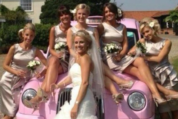 Bride in Pink Taxi Hertfordshire